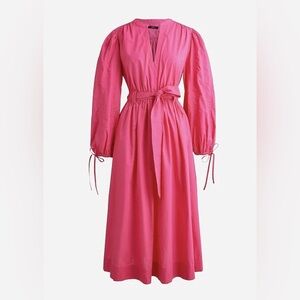 EUC J Crew Fuchsia Tie-waist V-neck Midi Dress Size 2XL Retails $148